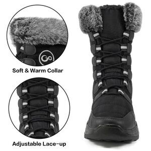Ecetana Snow Boots, Mid-Calf, Faux Fur (Dark Gray) Size 38 (never worn)